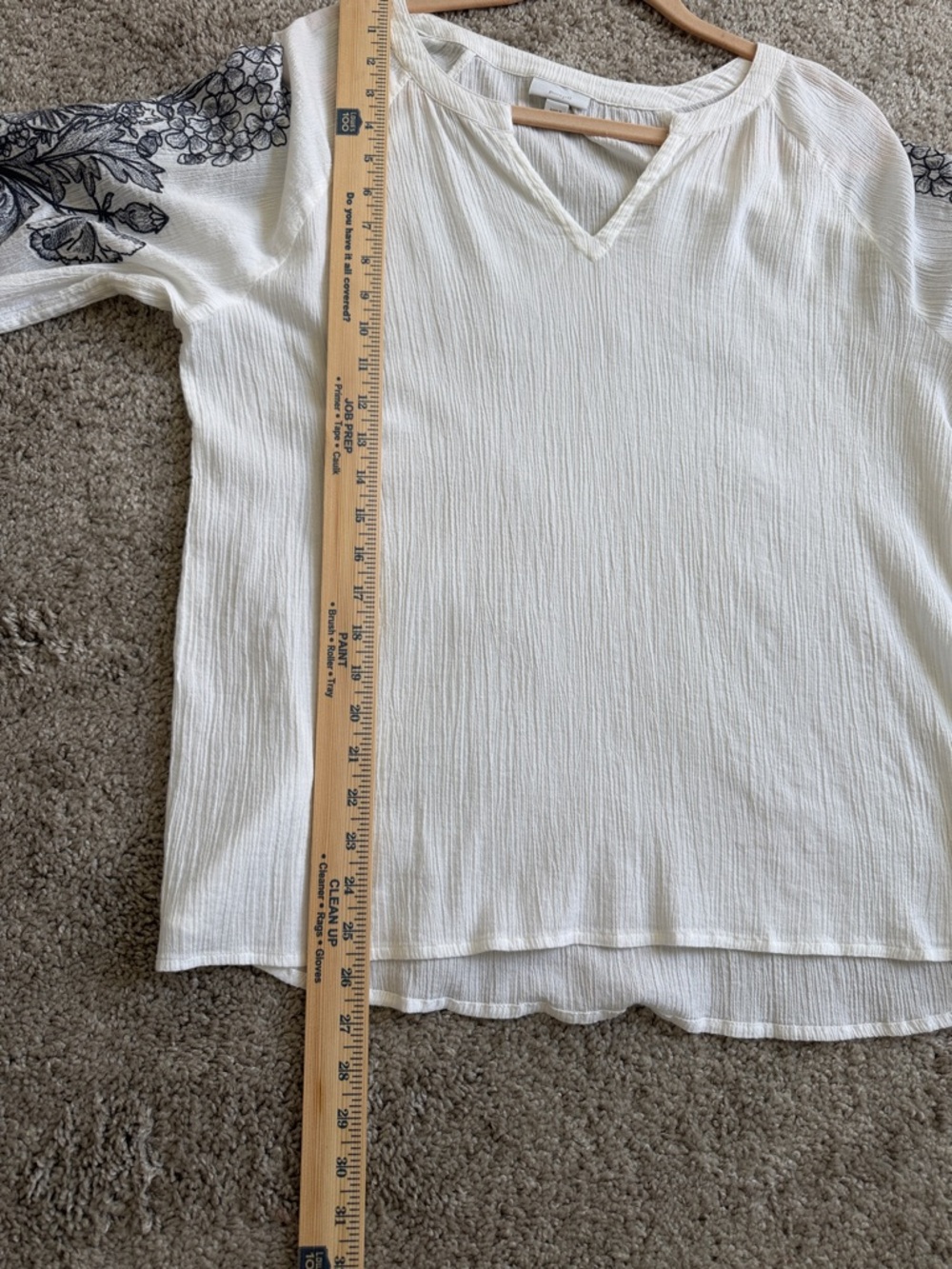 Pure Jill J.Jill Medium White Gauze Embroidered Sleeve Boho Top - Picture 9 of 11